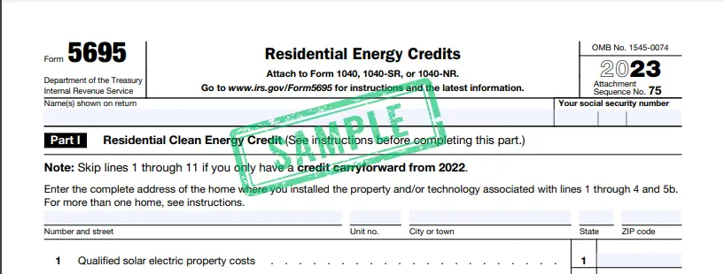 How to fill out form 5695 for Solar Panels